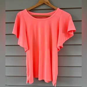 Banana Republic Bright Orange Flutter Sleeve Top | Size Large